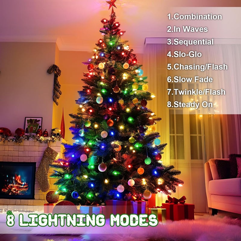 FFZZKJ Christmas Lights Outdoor Battery Operated String Lights Total 100LED 33Ft with Timer 8 Modes 16.4Ft*2 Waterproof Outdoor Indoor for Christmas Decor, Multicolor, 2-Pack - Image 2